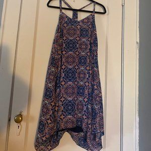 Dark blue, multi colored flowered dress